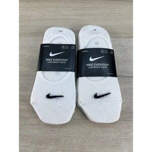 Nike Everyday Lightweight Footie No Show Socks Womens S 6-10 White 6 Pair